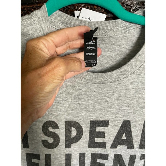 NWT Dist Rict Mens I Speak Fluent Baseball T-Shirt Short Sleeve Size M Gray - Picture 5 of 5